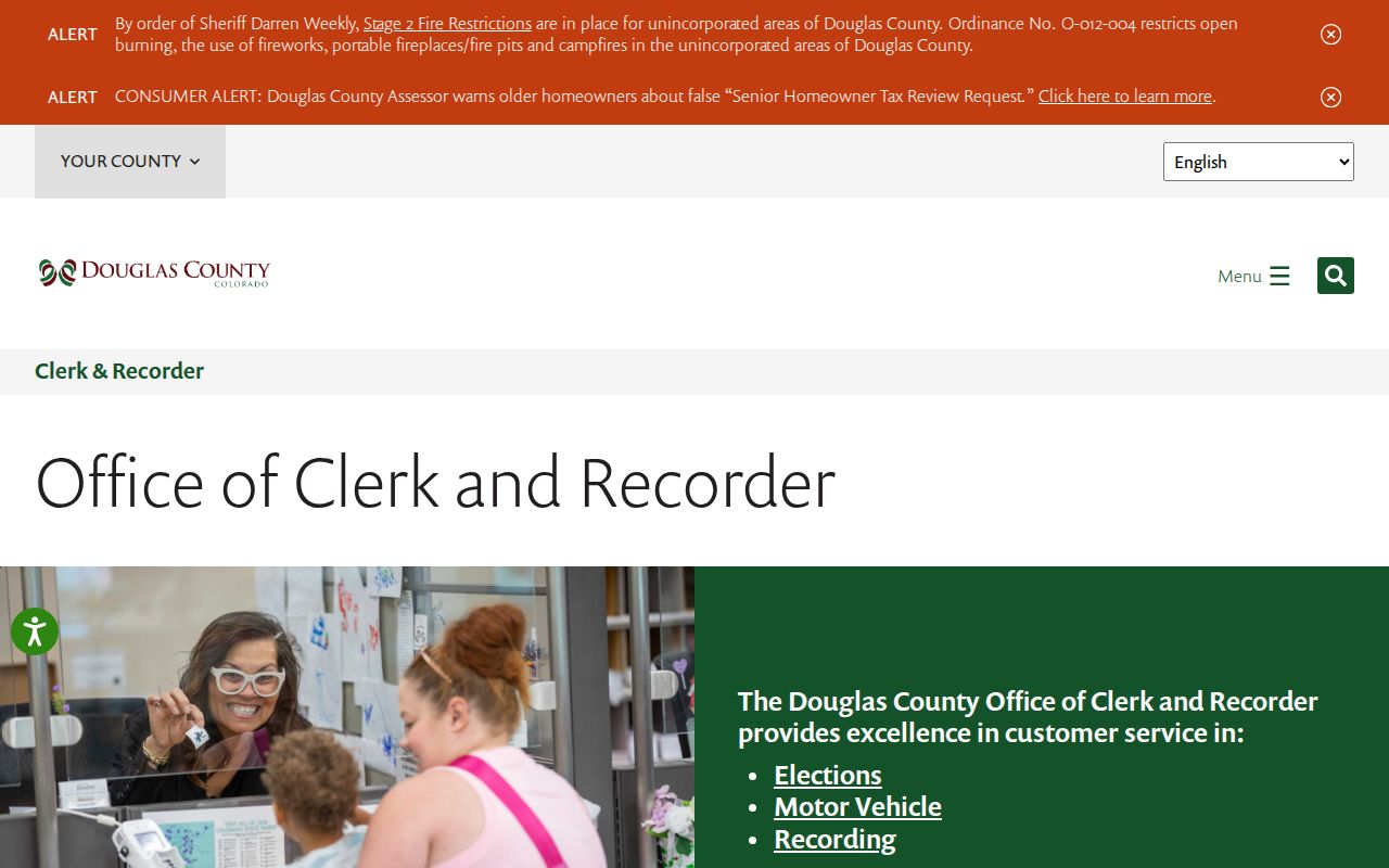 Douglas County residents directory Clerk and Recorder office overview