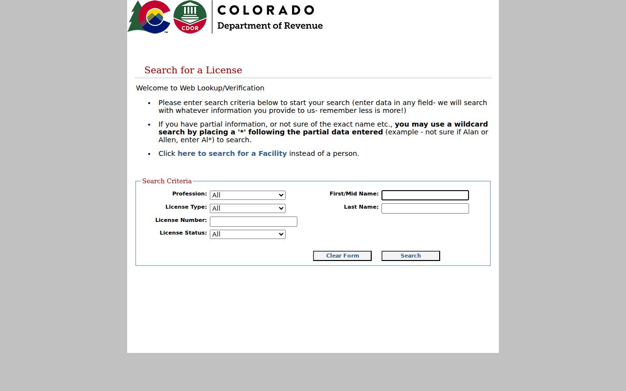 Douglas County residents directory professional license lookup fields