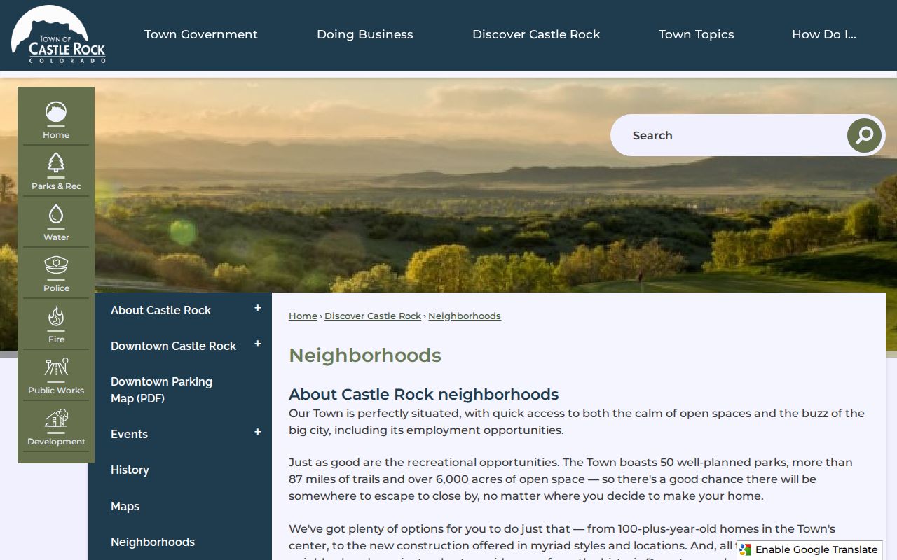 Douglas County neighbors Castle Rock neighborhood map with association links