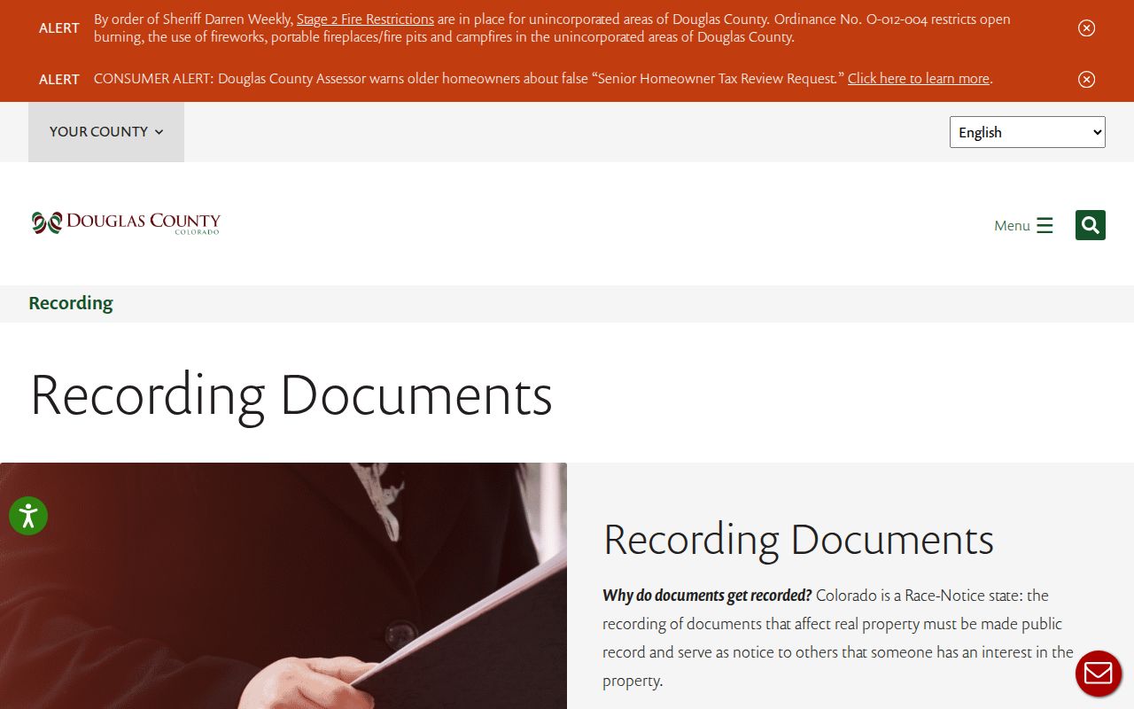 Douglas County previous residents recording documents and legal description search