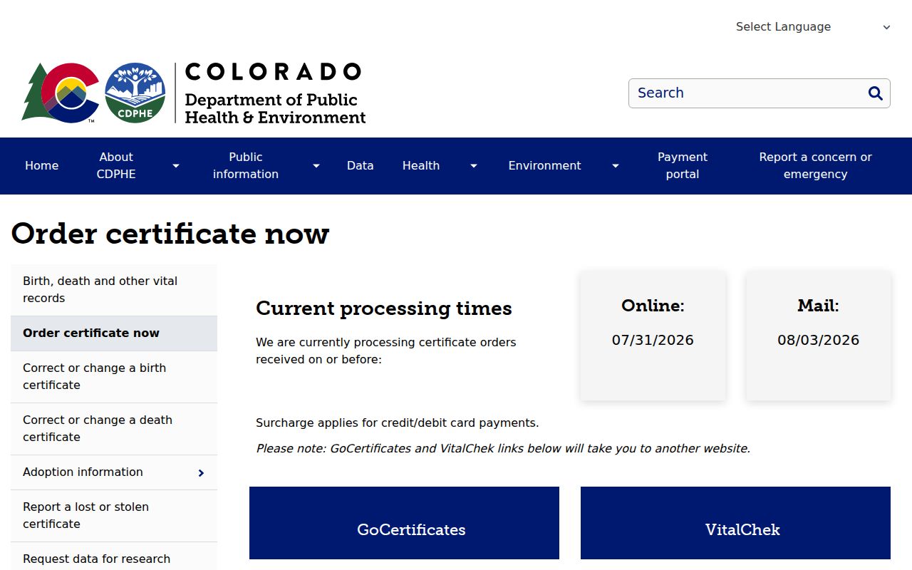 Douglas County resident lookup Colorado vital-record order process