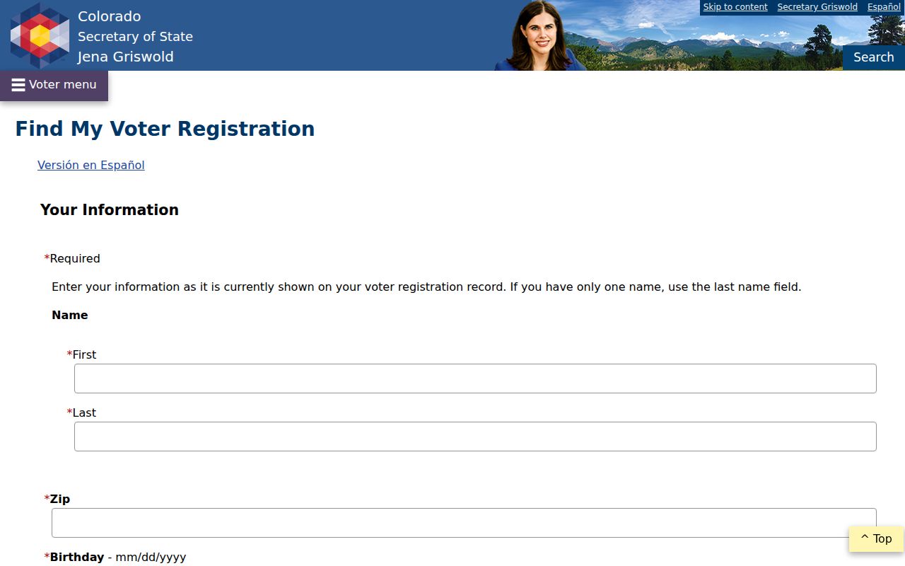Douglas County resident lookup Colorado voter registration fields