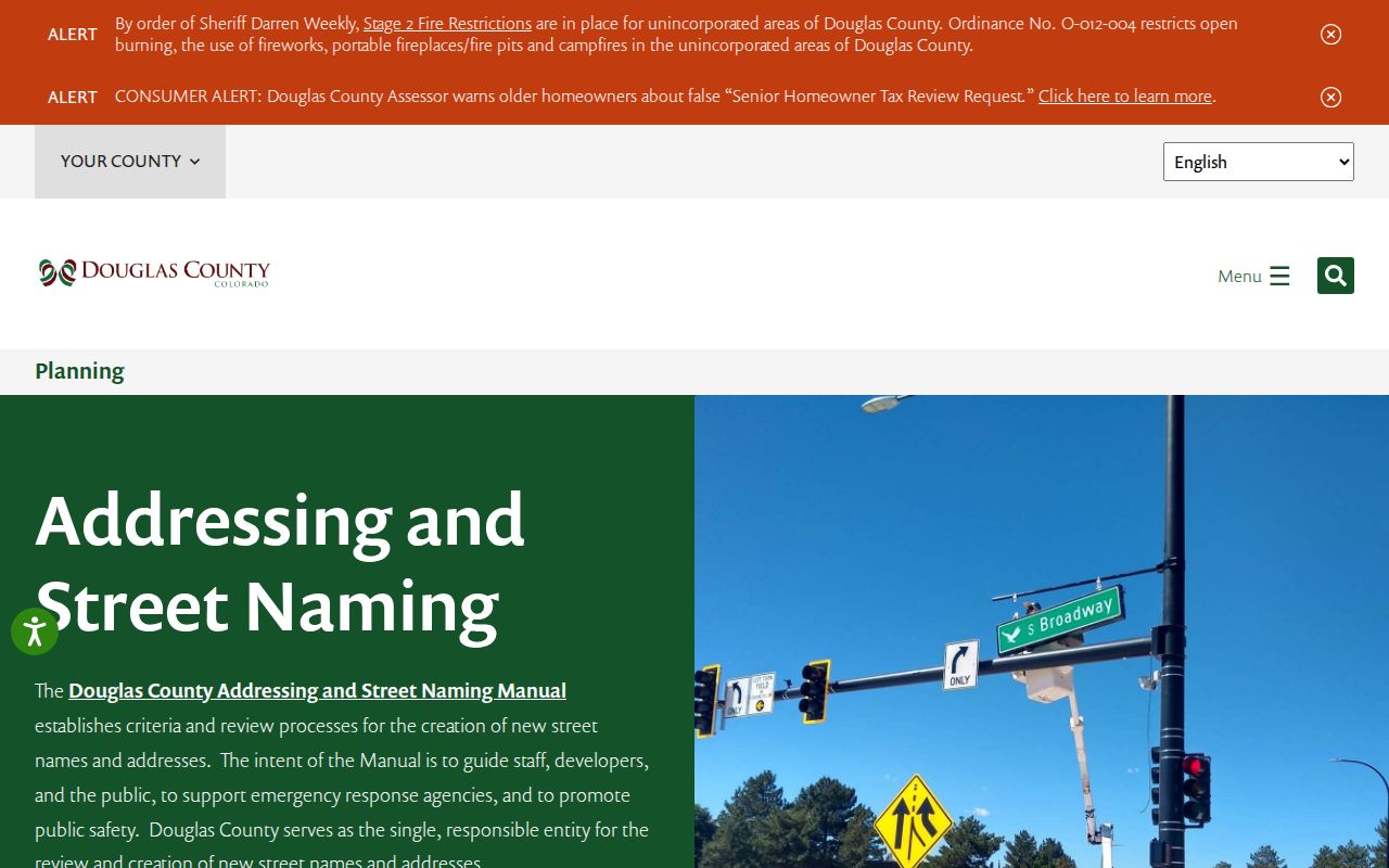 Douglas County street directory addressing and street-naming guidance