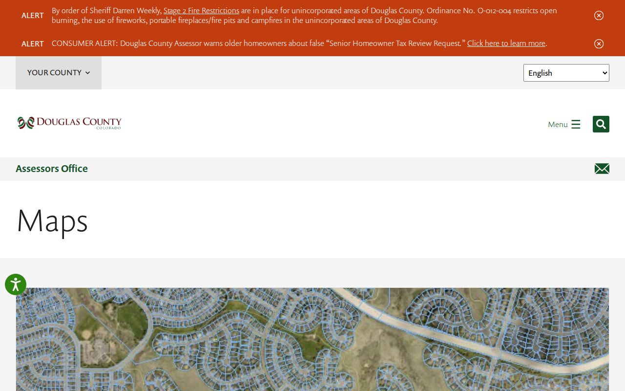Douglas County street directory map hub with parcel and ZIP layers