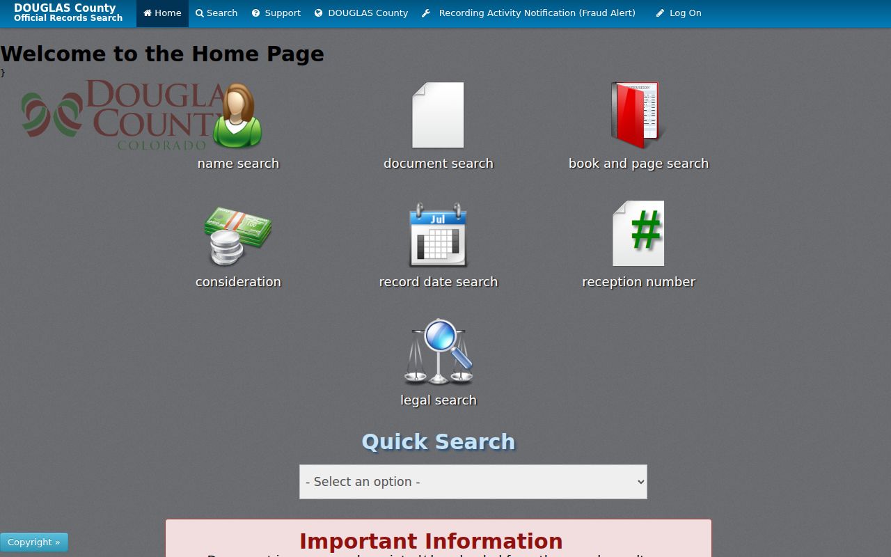 Douglas County street directory Landmark Web deed index search